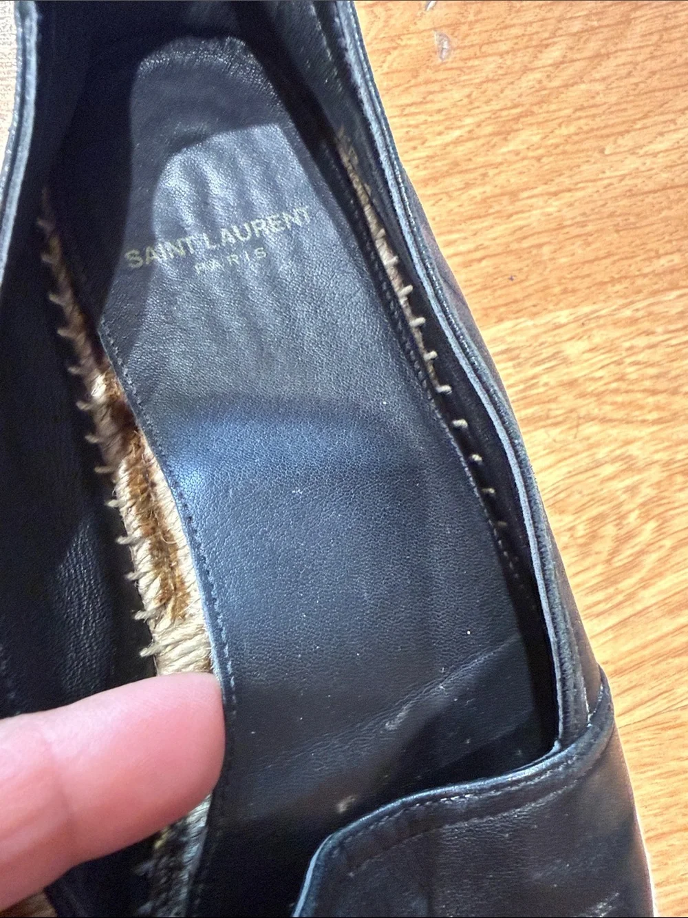 Saint Laurent Black Leather Espadrille Loafers with YSL Monogram